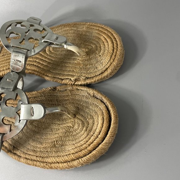 Tory Burch Silver Miller Espadrille Sandals - Picture 8 of 12